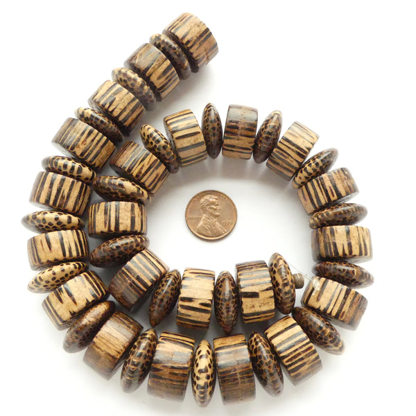 Patikan Wood, Barrels & Rondelles, 20mm diameter, 16" Strands