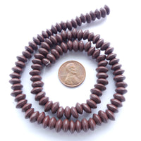 Wood Rondelles Chocolate Brown, 4x8mm, 16" Strands