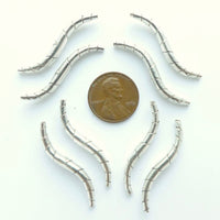 Thai Silver, Elegant S-Curve Beads, 35x4mm. Sold Individually
