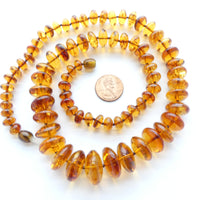 Amber Baltic, Rondelles Graduated 8-18mm, Necklace 24" Long