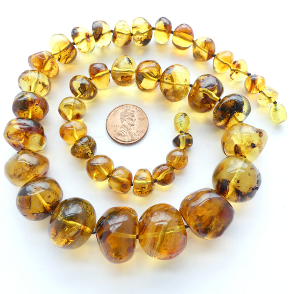 Amber Baltic, Graduated Rounded Nuggets, 20" Necklace