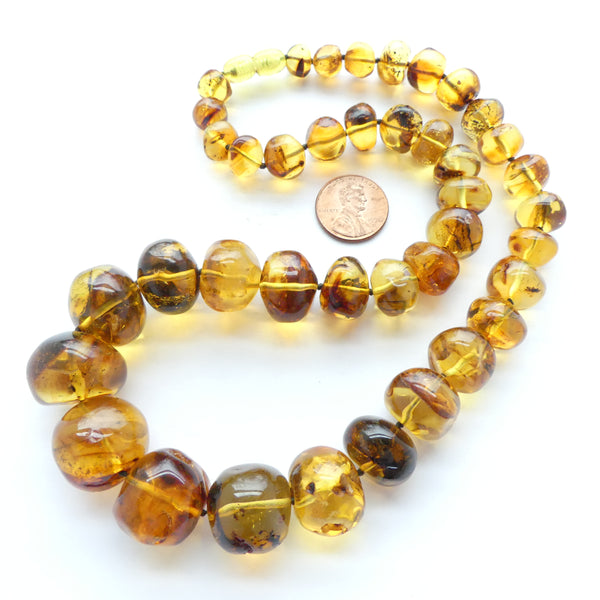 Amber Baltic, Graduated Rounded Nuggets, 20" Necklace