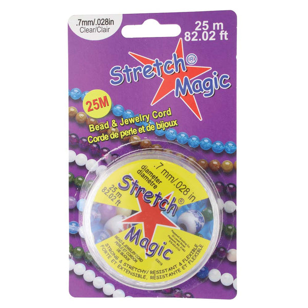 Elastic Cord, Stretch Magic, Clear 0.7 Diameter on 25 Meter Spool