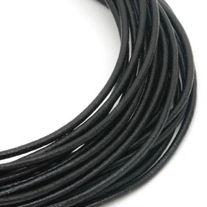 Leather Cord, Black Greek Round 2mm, Sold by the Yard