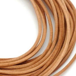 Leather Cord, Natural Round 2mm, Sold by 2 Yard Pieces